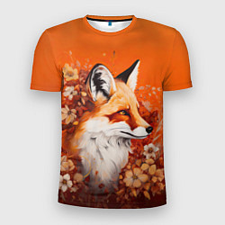 Футболка спортивная мужская Лисёнок в цветах, цвет: 3D-принт