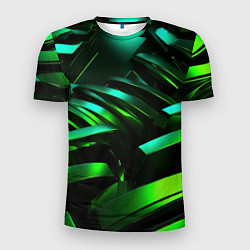 Мужская спорт-футболка Dark green abstract