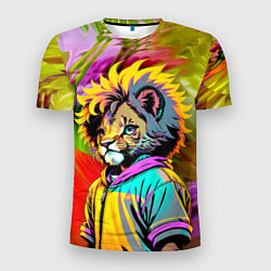 Футболка спортивная мужская Funny lion cub - pop art, цвет: 3D-принт