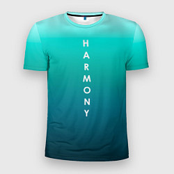 Футболка спортивная мужская Гармония градиент бирюзовый, цвет: 3D-принт