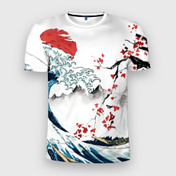 Мужская спорт-футболка Хокусай большая волна в Канагаве - пародия укиё