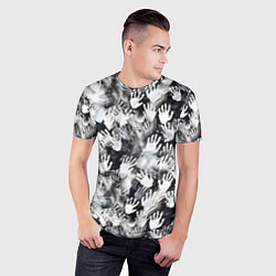 Футболка спортивная мужская Черно-белые отпечатки ладоней, цвет: 3D-принт — фото 2