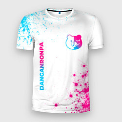 Мужская спорт-футболка Danganronpa neon gradient style: надпись, символ