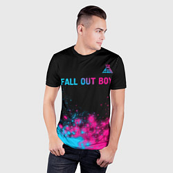 Футболка спортивная мужская Fall Out Boy - neon gradient: символ сверху, цвет: 3D-принт — фото 2