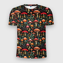 Футболка спортивная мужская Сказочные грибы мухоморы паттерн, цвет: 3D-принт