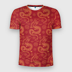 Мужская спорт-футболка Dragon red pattern