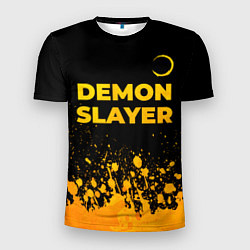 Мужская спорт-футболка Demon Slayer - gold gradient: символ сверху