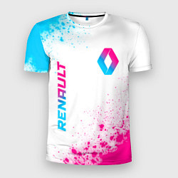 Мужская спорт-футболка Renault neon gradient style: надпись, символ