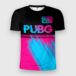 Мужская спорт-футболка PUBG - neon gradient: символ сверху