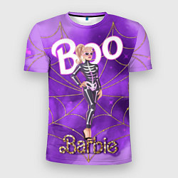 Футболка спортивная мужская Барби в костюме скелета: паутина и фиолетовый дым, цвет: 3D-принт