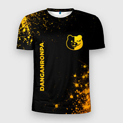 Мужская спорт-футболка Danganronpa - gold gradient: надпись, символ