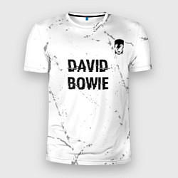 Мужская спорт-футболка David Bowie glitch на светлом фоне: символ сверху