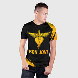 Футболка спортивная мужская Bon Jovi - gold gradient, цвет: 3D-принт — фото 2
