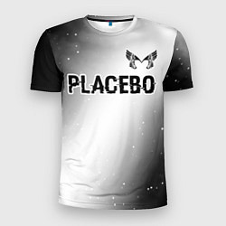 Мужская спорт-футболка Placebo glitch на светлом фоне: символ сверху