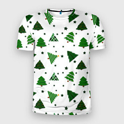 Мужская спорт-футболка Узор с зелеными елочками