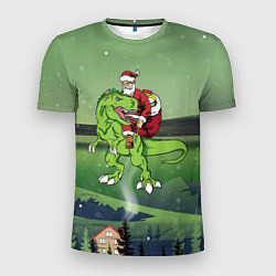 Мужская спорт-футболка Санта на дино