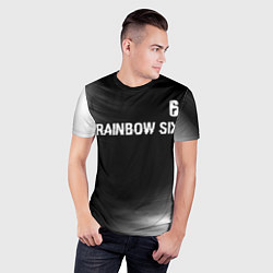 Футболка спортивная мужская Rainbow Six glitch на темном фоне: символ сверху, цвет: 3D-принт — фото 2