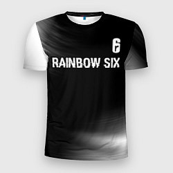 Футболка спортивная мужская Rainbow Six glitch на темном фоне: символ сверху, цвет: 3D-принт