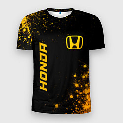 Мужская спорт-футболка Honda - gold gradient: надпись, символ