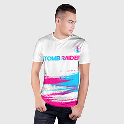 Футболка спортивная мужская Tomb Raider neon gradient style посередине, цвет: 3D-принт — фото 2