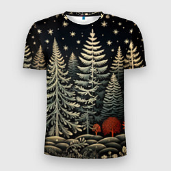 Мужская спорт-футболка Новогоднее настроение лес