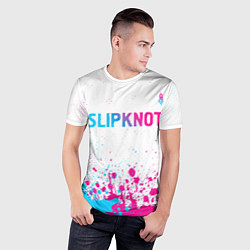 Футболка спортивная мужская Slipknot neon gradient style посередине, цвет: 3D-принт — фото 2