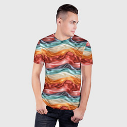 Футболка спортивная мужская Разноцветные полосы текстура ткани, цвет: 3D-принт — фото 2