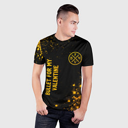 Футболка спортивная мужская Bullet For My Valentine - gold gradient вертикальн, цвет: 3D-принт — фото 2
