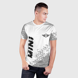 Футболка спортивная мужская Mini speed на светлом фоне со следами шин вертикал, цвет: 3D-принт — фото 2