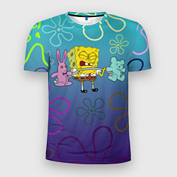 Футболка спортивная мужская Spongebob workout, цвет: 3D-принт
