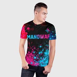 Футболка спортивная мужская Manowar - neon gradient посередине, цвет: 3D-принт — фото 2