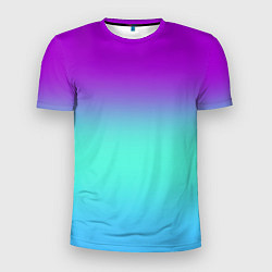 Мужская спорт-футболка Фиолетовый бирюзовый голубой неоновый градиент