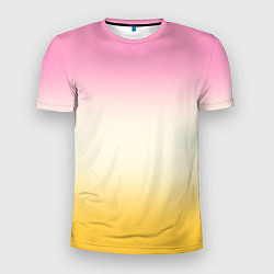 Мужская спорт-футболка Розовый бежевый желтый градиент