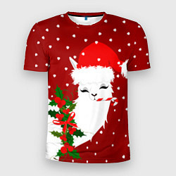Мужская спорт-футболка Лама - альпака с леденцом