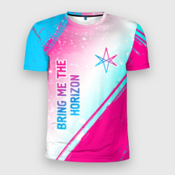 Мужская спорт-футболка Bring Me the Horizon neon gradient style вертикаль