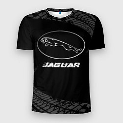 Футболка спортивная мужская Jaguar speed на темном фоне со следами шин, цвет: 3D-принт