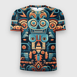 Мужская спорт-футболка Симметричный абстрактный паттерн в ацтекском стиле