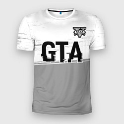 Футболка спортивная мужская GTA glitch на светлом фоне посередине, цвет: 3D-принт