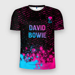 Мужская спорт-футболка David Bowie - neon gradient посередине