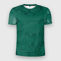 Мужская спорт-футболка Серо-зеленые разводы