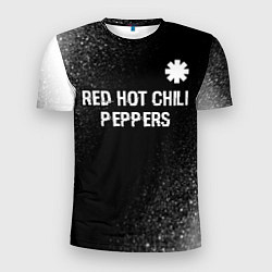 Футболка спортивная мужская Red Hot Chili Peppers glitch на темном фоне посере, цвет: 3D-принт