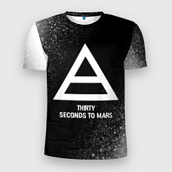 Футболка спортивная мужская Thirty Seconds to Mars glitch на темном фоне, цвет: 3D-принт