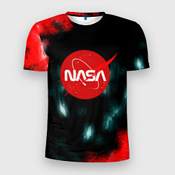 Футболка спортивная мужская NASA космос краски, цвет: 3D-принт
