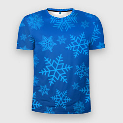 Мужская спорт-футболка Голубые снежинки