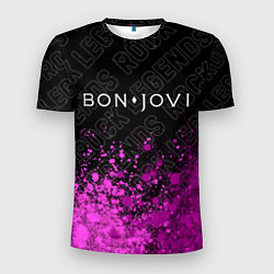 Мужская спорт-футболка Bon Jovi rock legends посередине