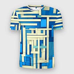 Мужская спорт-футболка Полосы на синем фоне