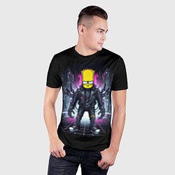 Футболка спортивная мужская Cool Bart Simpson - cyberpunk - ai art, цвет: 3D-принт — фото 2