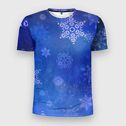 Мужская спорт-футболка Декоративные снежинки на фиолетовом