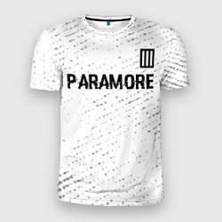 Мужская спорт-футболка Paramore glitch на светлом фоне посередине