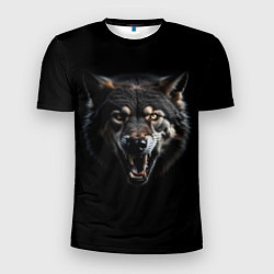 Футболка спортивная мужская Волк чёрный хищник, цвет: 3D-принт